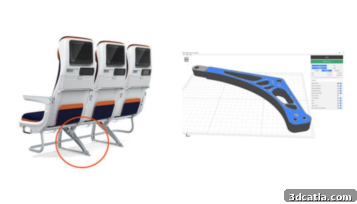 continuous fiber 3d printing optimized aircraft seat support