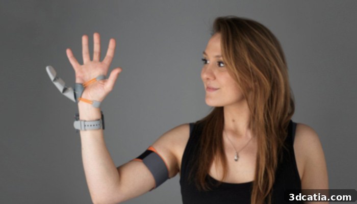 Dani Clode wearing the third thumb