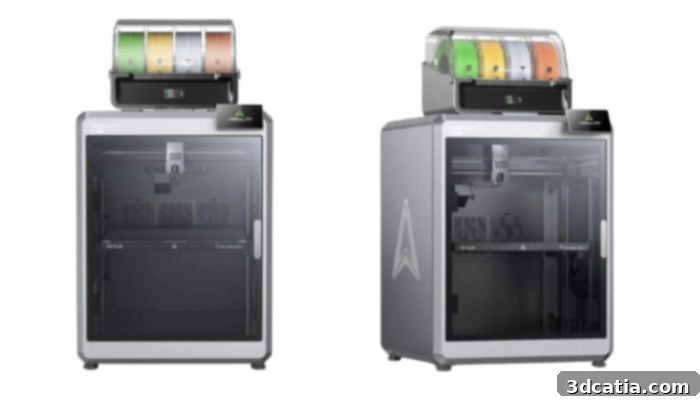 Creality K2 Plus Combo color 3d printer showcasing multi-color print