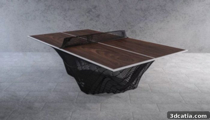 Steel Ping-Pong: The 3D Printed Game Changer 2 Stelio Mousarris's 3D Printed Plexus Ping Pong Table with complex steel base
