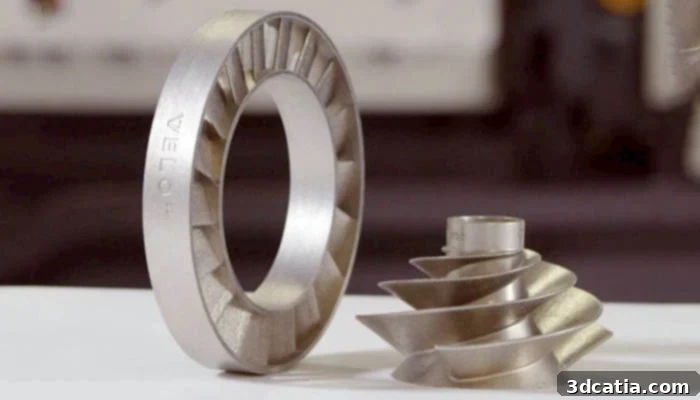 VELO3D metal 3D printed parts without support structures, showcasing advanced design capabilities