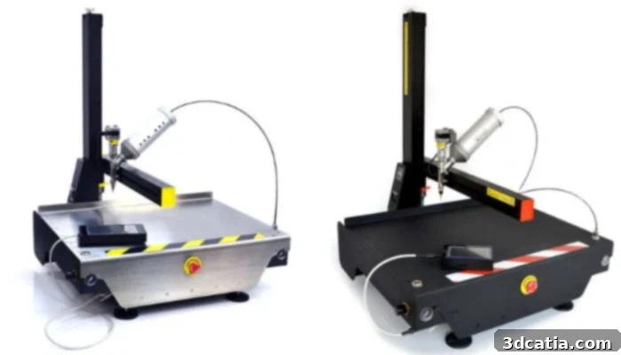 VormVrij LUTUM 5 (left) and LUTUM 4 (right) ceramic 3D printers.