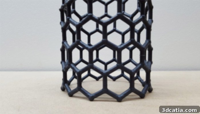 A 3D printed part with carbon nanotubes enhancing its properties.
