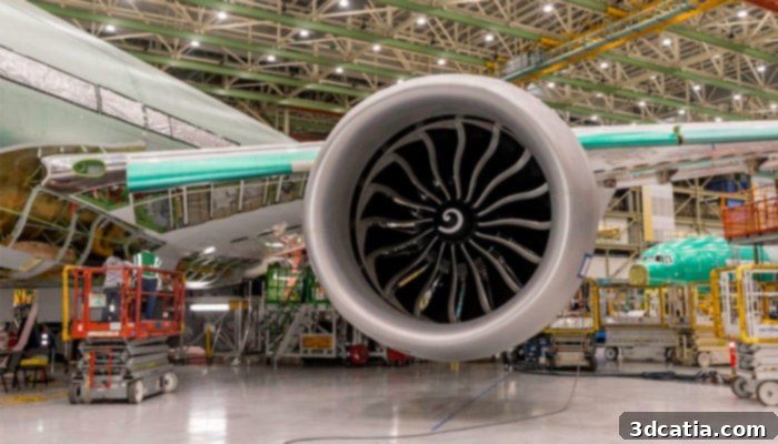 The powerful GE9X engine, showcasing the future of aerospace propulsion.