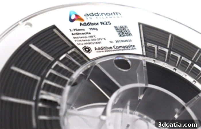 Addbor N25 composite filament is available on a 750-gram spool for purchase.