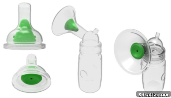 Conceptual design of the Copper3D 3D printed breast pump nozzle.