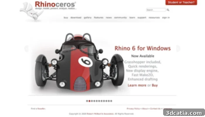 Rhinoceros 3D software logo and branding on a clean background.