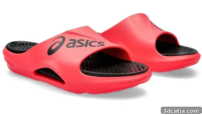 ASICS ACTIBREEZE HYBRID 3D printed sandal, coral and black