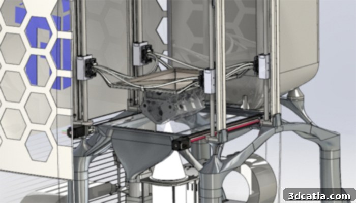SLEDM process prints components from top to bottom, minimizing powder and post-processing.