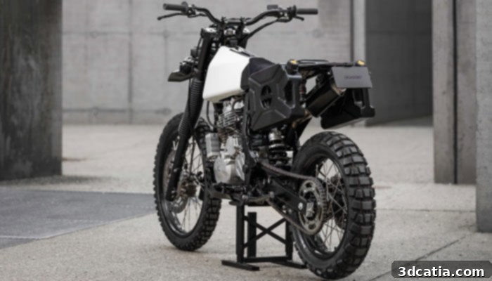 Close-up of Vagabund V13 Custom Motorcycle showing 3D printed details