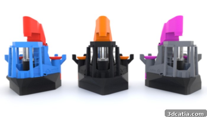 Three versions of the OpenFlexure open source microscope demonstrating its modular and customizable design.