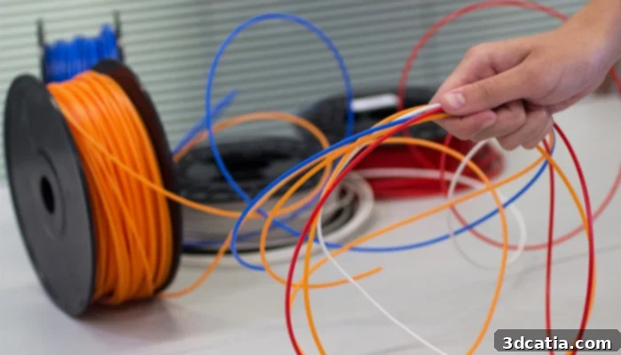 Various 3D printing filaments for drones