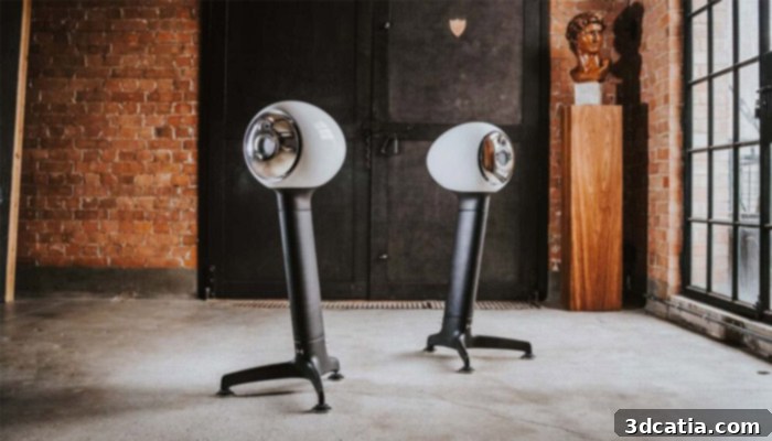 Node Audio Hylixa speaker with its unique helix-shaped 3D printed design
