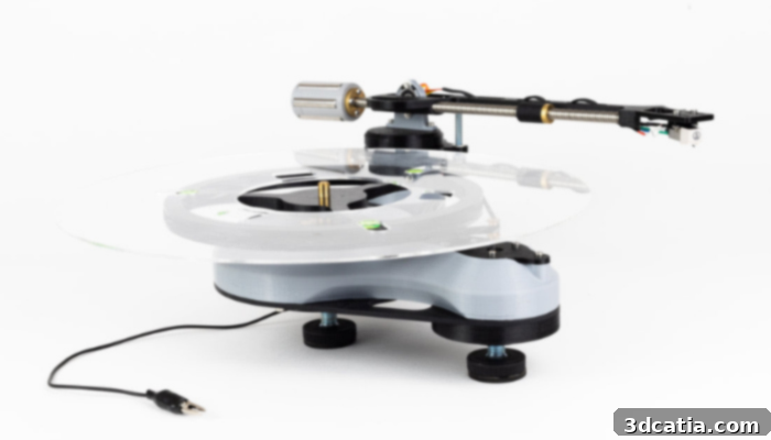 Songbird Vinyl 3D printable turntable kit components