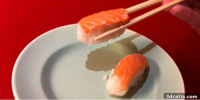 Close-up of a 3D printed vegan salmon fillet by Legendary Vish