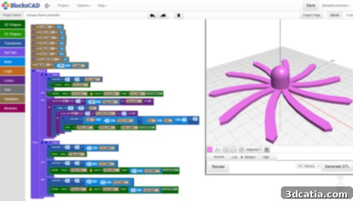 BlocksCAD, inspired by LEGO, simplifies 3D modeling for education through intuitive block construction.