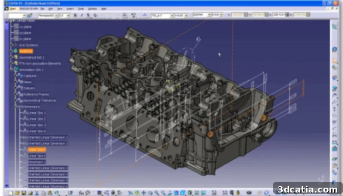 CATIA V5-6R version screenshot displaying a complex 3D model.