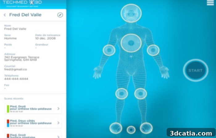 3DsizeMe app interface with body scan