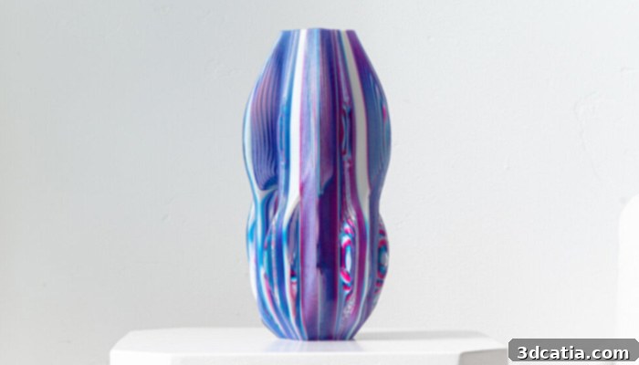 Illusory Material daytime artifact transitioning into a night lamp with changing colors