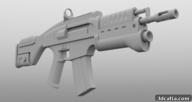 3D model of a firearm