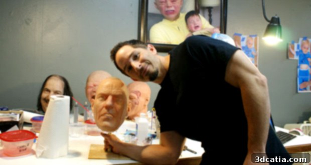 Landon Meiert with his Hyperflesh masks