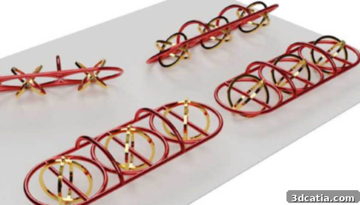 Computer graphic of a microvehicle with iron wheels and a polymer chassis, measuring 0.25 millimeters long. This 3D printed microrobot from ETH Zurich is designed for targeted drug delivery in blood vessels.