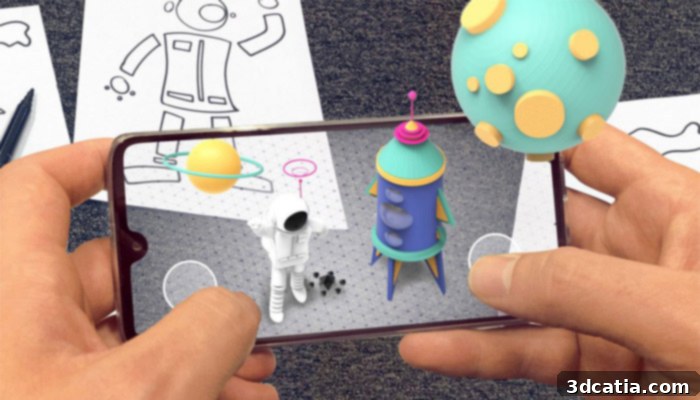 User interacting with Grib3D app in augmented reality