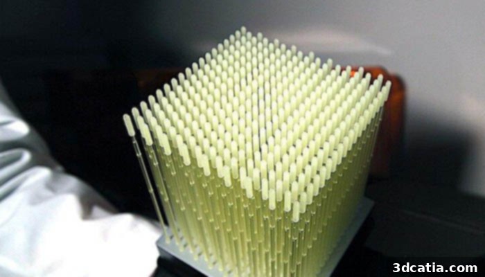 3D printed nasopharyngeal swabs for COVID-19 testing, produced via additive manufacturing.