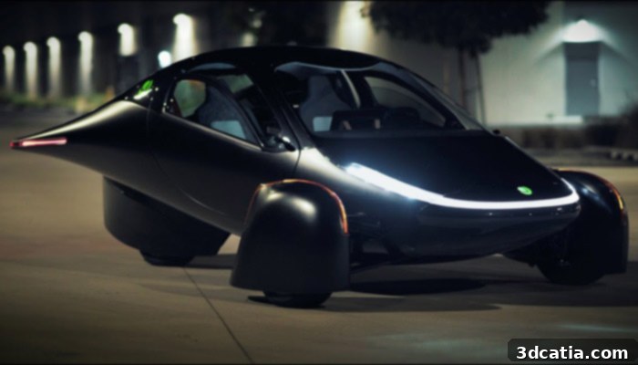 Aptera vehicle showing its sleek design