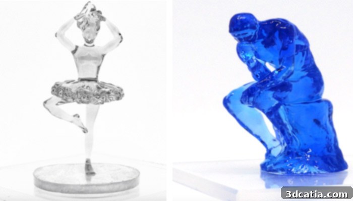 Examples of Xube 3D printed parts demonstrating the exceptional precision, speed, and quality achievable with Xolography technology.