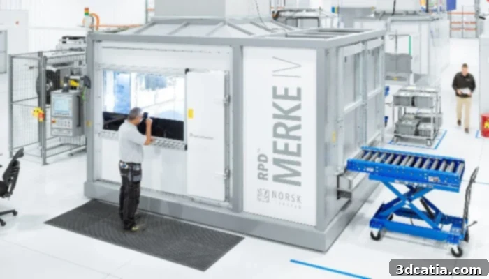 Norsk Titanium's Merke IV machine tool producing parts for Boeing 787.