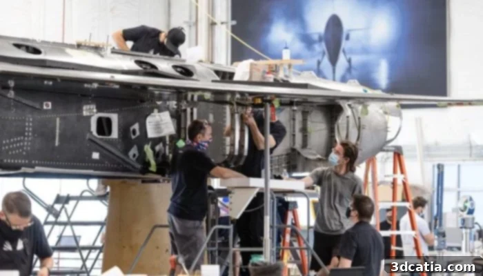 Engineers at Boom Supersonic working on the assembly of the XB-1 demonstrator aircraft. (Photo Credit: Boom Supersonic)