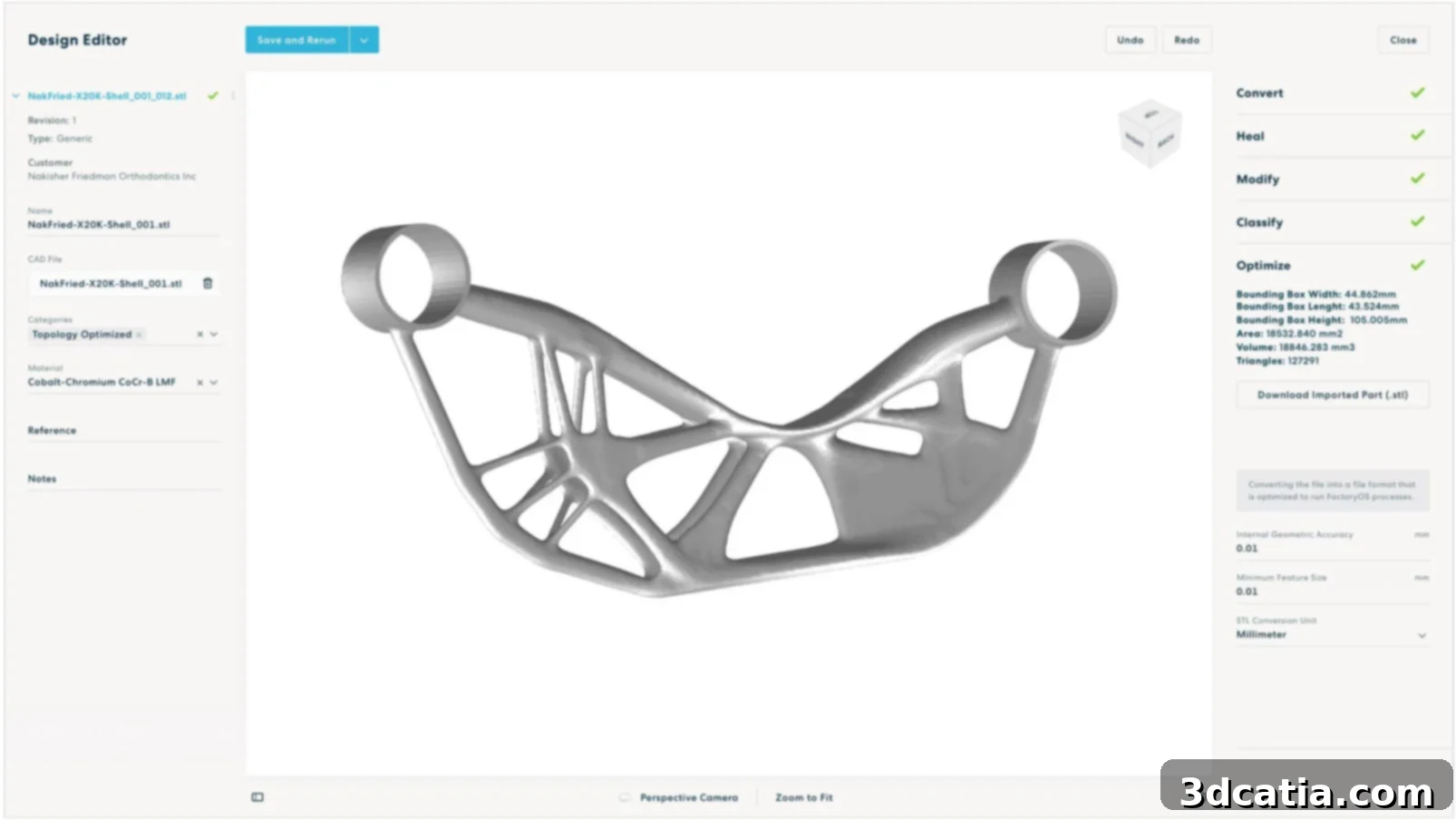 Oqton Design Editor showing a complex 3D model with various design tools