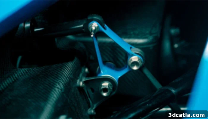 Bugatti Bolide's 3D printed components showcase the innovative use of additive manufacturing for weight reduction and structural integrity.