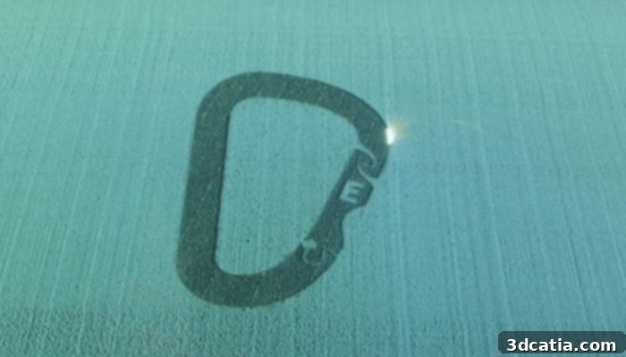 A metal carabiner being printed using LBPF