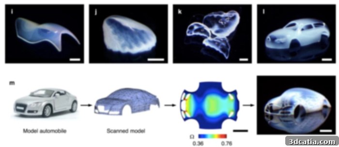 3D scanning and printing of a model automobile demonstrates the transformative capabilities of programmed 2D materials developed by UTA researchers.