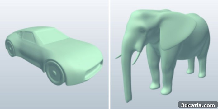 Examples of free 3D models available on Free3D, including characters and objects.