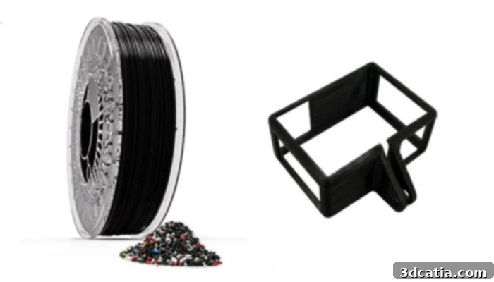 Reciflex 3D printing filament is made from 100% recycled materials, showcasing Recreus' commitment to sustainability and circular economy principles in the footwear industry and in-house production.
