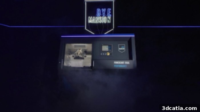 DyeMansion's team unveiling the Powershot Dual Performance machine.