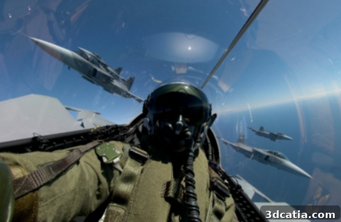 Pilot flying a Gripen fighter jet