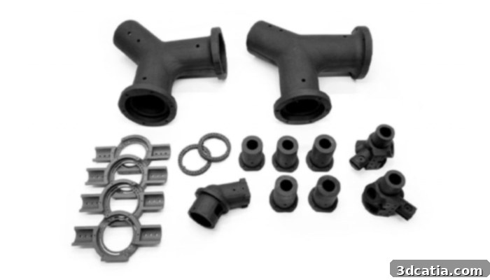 3D printed composite parts with PEEK and PA12 carbon fibers
