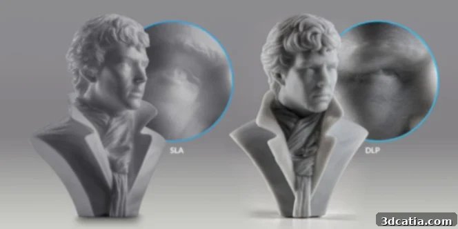 High-resolution 3D printed part demonstrating the smooth surface finish achievable with SLA technology.
