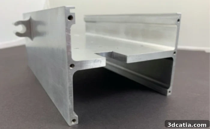 A large, intricate metal part manufactured using MELD solid-state 3D printing technology, showcasing complexity and scale.