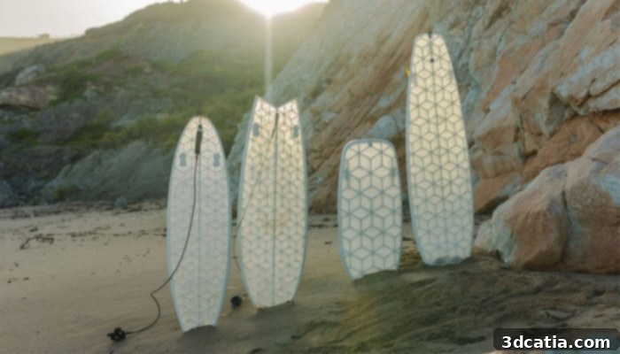 3D printed surfboard made from recycled plastic by WYVE