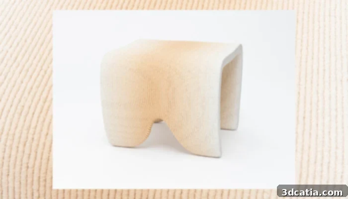 The 'Gradient Stool' by Philipp Aduatz, manufactured using advanced 3D concrete printing techniques