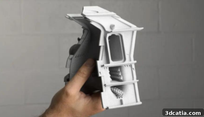 Various 3D printed components displayed on a table, showcasing the diverse output and quality achievable through advanced manufacturing services.