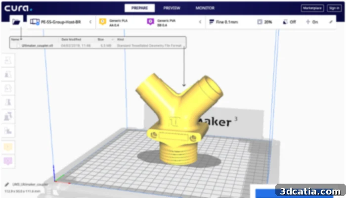 Cura slicer software for 3D printing