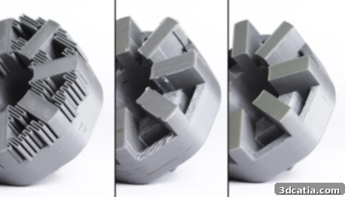 3D printed part with supports