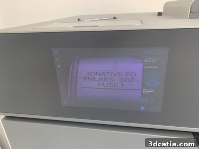 Formlabs Fuse 1 LCD touchscreen interface and internal camera monitoring