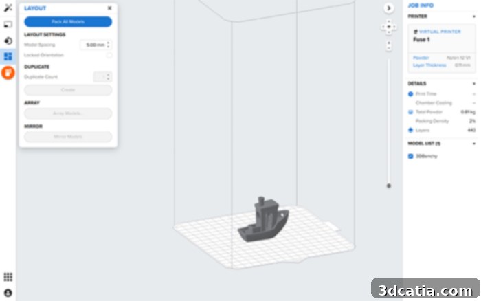 Formlabs PreForm slicer software for Fuse 1 SLS 3D printer